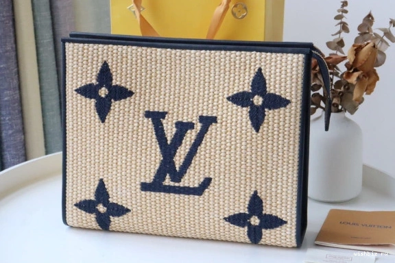 WIS Monogram Toiletry LOUIS Pouch Raffia VUITTON 1017